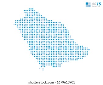 Abstract vector pixel blue of Saudi Arabia map. Halftone organized in layers for easy editing.