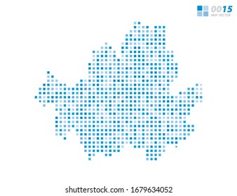 Azul del píxel vector abstracto del mapa de Seúl. Medio tono organizado en capas para una edición sencilla.