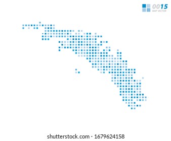 Mapa de South Georgia en píxeles vectoriales abstractos. Medio tono organizado en capas para una edición sencilla.