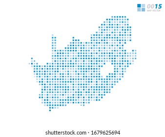 Abstract vector pixel blue of South Africa map. Halftone organized in layers for easy editing.