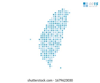 Abstract vector pixel blue of Taiwan map. Halftone organized in layers for easy editing.
