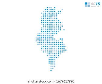 Abstract vector pixel blue of Tunisia map. Halftone organized in layers for easy editing.