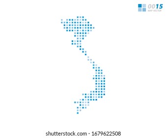 Abstrakte Vektorillustration Pixel blau von Vietnam Karte. Halftone in Schichten organisiert für einfache Bearbeitung.