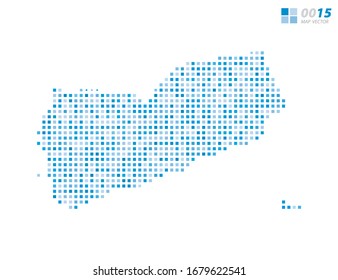 Abstract vector pixel blue of Yemen map. Halftone organized in layers for easy editing.