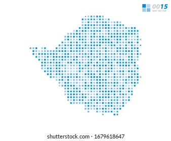 Abstract vector pixel blue of Zimbabwe map. Halftone organized in layers for easy editing.