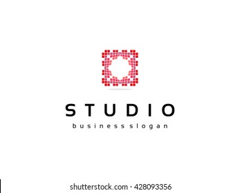 Abstract Vector Pixel Studio Digital Logo, Business corporate logo design vector. Modern logo template.
