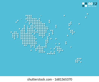 Abstract vector pixel white of Aland Islands map. Halftone blue organized in layers for easy editing.