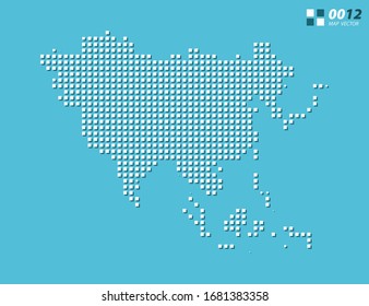 Abstrakte Vektorillustration Pixel weiß von Asien Karte. Halftone Blau in Schichten organisiert für einfache Bearbeitung.