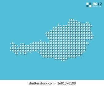 Abstract vector pixel white of Austria map. Halftone blue organized in layers for easy editing.