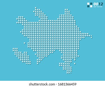 Abstract vector pixel white of Azerbaijan map. Halftone blue organized in layers for easy editing.