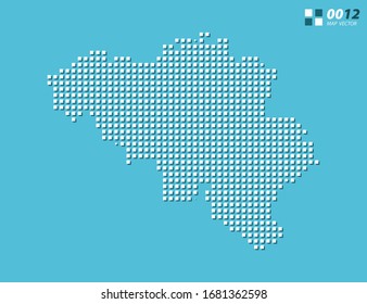 Abstrakte Vektorillustration Pixel weiß von Belgien Karte. Halftone Blau in Schichten organisiert für einfache Bearbeitung.