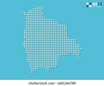 Abstract vector pixel white of Bolivia map. Halftone blue organized in layers for easy editing.