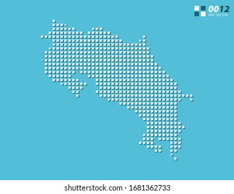 Abstract vector pixel white of Costa Rica map. Halftone blue organized in layers for easy editing.