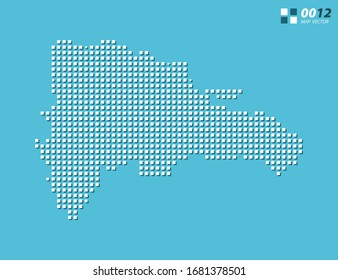 Abstract vector pixel white of Dominican Republic map. Halftone blue organized in layers for easy editing.