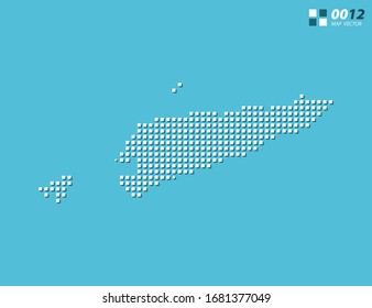 Abstrakte Vektorillustration Pixel weiß von Osttimor Karte. Halftone Blau in Schichten organisiert für einfache Bearbeitung.