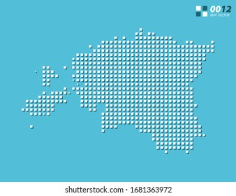 Abstract vector pixel white of Estonia map. Halftone blue organized in layers for easy editing.