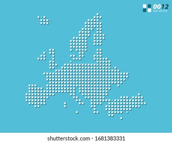 Abstract vector pixel white of Europe map. Halftone blue organized in layers for easy editing.