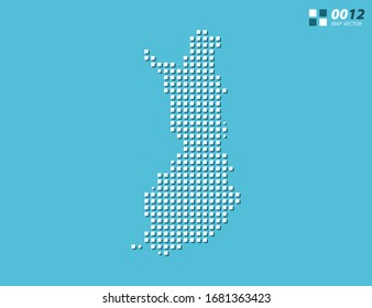 Blanco de píxel vector abstracto del mapa de Finlandia. Azul de semitono organizado en capas para una edición sencilla.