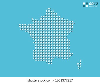 Abstract vector pixel white of France map. Halftone blue organized in layers for easy editing.