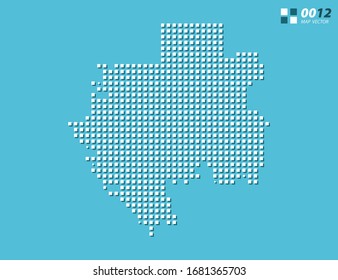 Abstract vector pixel white of Gabon map. Halftone blue organized in layers for easy editing.