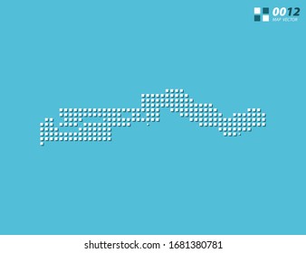 Abstract vector pixel white of Gambia map. Halftone blue organized in layers for easy editing.