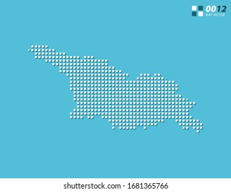 Abstract vector pixel white of Georgia map. Halftone blue organized in layers for easy editing.