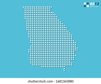Abstract vector pixel white of Georgia (USA) map. Halftone blue organized in layers for easy editing.