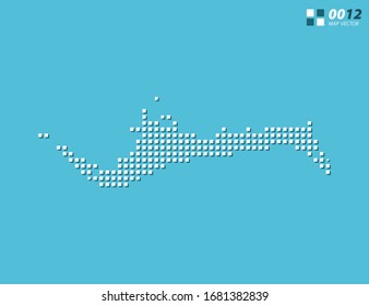 Abstrakte Vektorillustration Pixel weiß von Grand Bahama Karte. Halftone Blau in Schichten organisiert für einfache Bearbeitung.