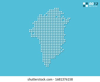 Abstract vector pixel white of Greenland map. Halftone blue organized in layers for easy editing.