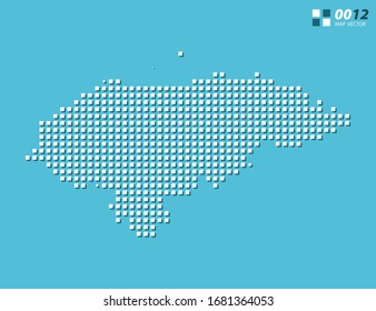 Abstract vector pixel white of Honduras map. Halftone blue organized in layers for easy editing.