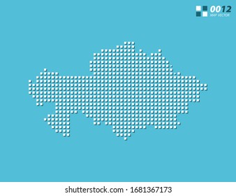 Abstract vector pixel white of Kazakhstan map. Halftone blue organized in layers for easy editing.