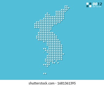 Abstract vector pixel white of Korea map. Halftone blue organized in layers for easy editing.