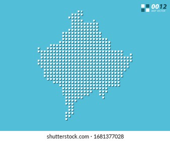 Abstract vector pixel white of Kosovo map. Halftone blue organized in layers for easy editing.