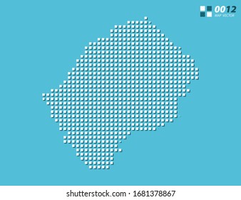 Abstract vector pixel white of Lesotho map. Halftone blue organized in layers for easy editing.