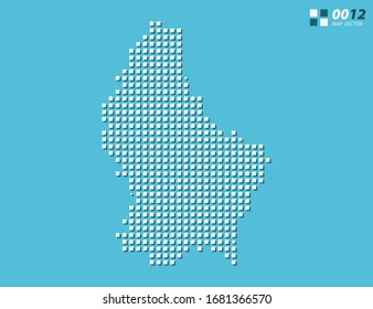 Abstrakte Vektorillustration Pixel weiß von Luxemburg Karte. Halftone Blau in Schichten organisiert für einfache Bearbeitung.