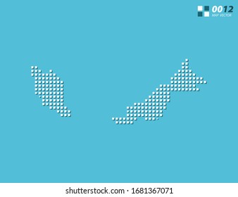 Abstract vector pixel white of Malaysia map. Halftone blue organized in layers for easy editing.