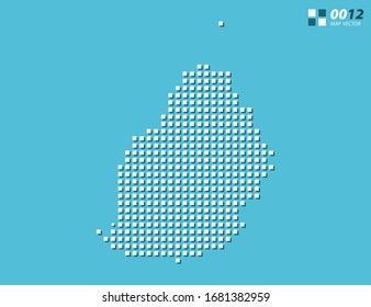 Abstract vector pixel white of Mauritius map. Halftone blue organized in layers for easy editing.
