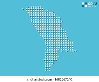 Abstract vector pixel white of Moldova map. Halftone blue organized in layers for easy editing.