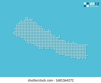 Abstract vector pixel white of Nepal map. Halftone blue organized in layers for easy editing.