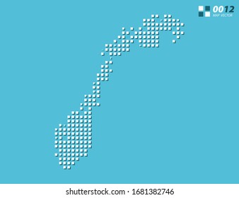 Abstract vector pixel white of Norway map. Halftone blue organized in layers for easy editing.