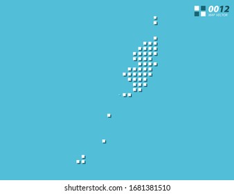 Abstract vector pixel white of Palau map. Halftone blue organized in layers for easy editing.