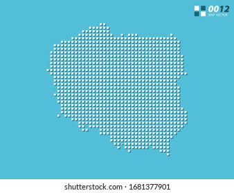 Abstract vector pixel white of Poland map. Halftone blue organized in layers for easy editing.