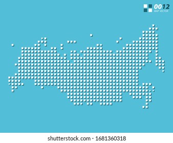Abstract vector pixel white of Russia map. Halftone blue organized in layers for easy editing.