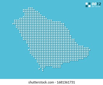 Abstract vector pixel white of Saudi Arabia map. Halftone blue organized in layers for easy editing.