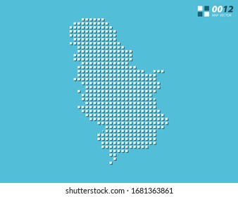 Abstract vector pixel white of Serbia map. Halftone blue organized in layers for easy editing.