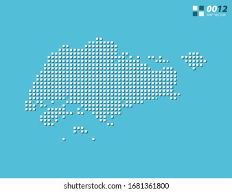 Abstract vector pixel white of Singapore map. Halftone blue organized in layers for easy editing.