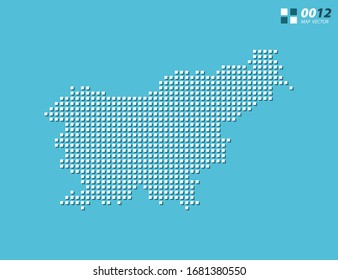 Blanco de píxel vector abstracto del mapa de Eslovenia. Azul de semitono organizado en capas para una edición sencilla.