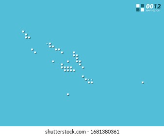 Abstract vector pixel white of Solomon Island map. Halftone blue organized in layers for easy editing.