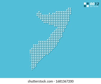 Abstrakte Vektorillustration Pixel weiß von Somalia Karte. Halftone Blau in Schichten organisiert für einfache Bearbeitung.