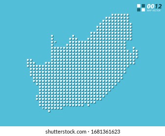Abstract vector pixel white of South Africa map. Halftone blue organized in layers for easy editing.